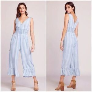NWT BB Dakota Striped Ruffle Hem Sleeveless Jumpsuit | Light Blue | Size XS